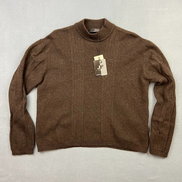 New J. Ferrar JF Mens 100% Merino Wool XL Sweater Washable Brown - Picture 1 of 6